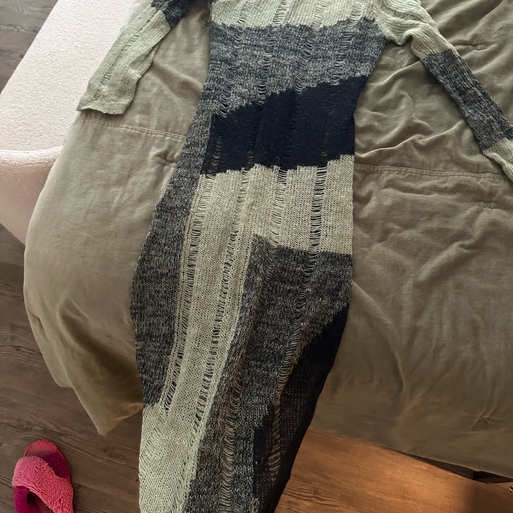 Cider Asymmetrical Knit Dress in Black and Gray